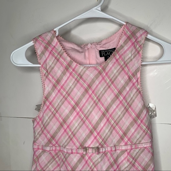 The Children’s Place Girls Linen Dress size 12 pink plaid lined sleeveless - Picture 2 of 5